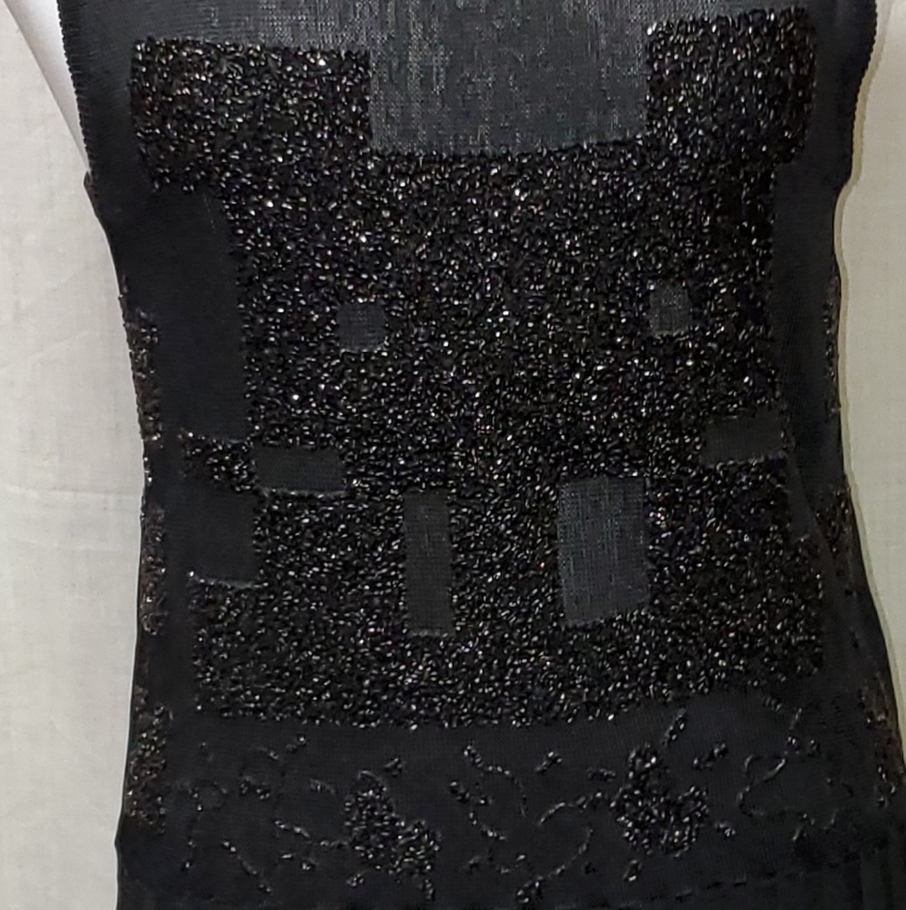 BOTTEGA VENETA VINTAGE ORIGINAL RUNWAY GLASS BEADED KNIT TOP SZM ITALY
